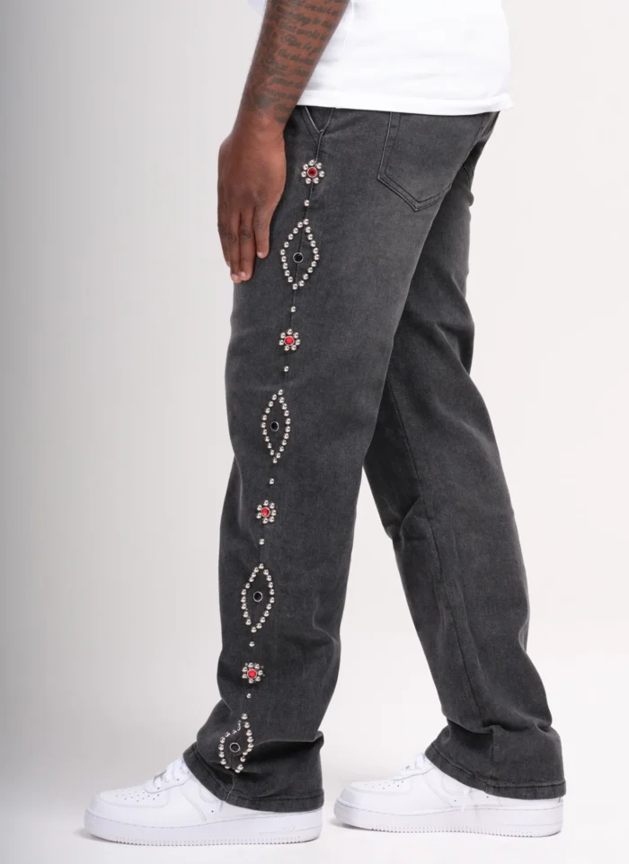 NVLTY Vintage Studded Jeans - Grey