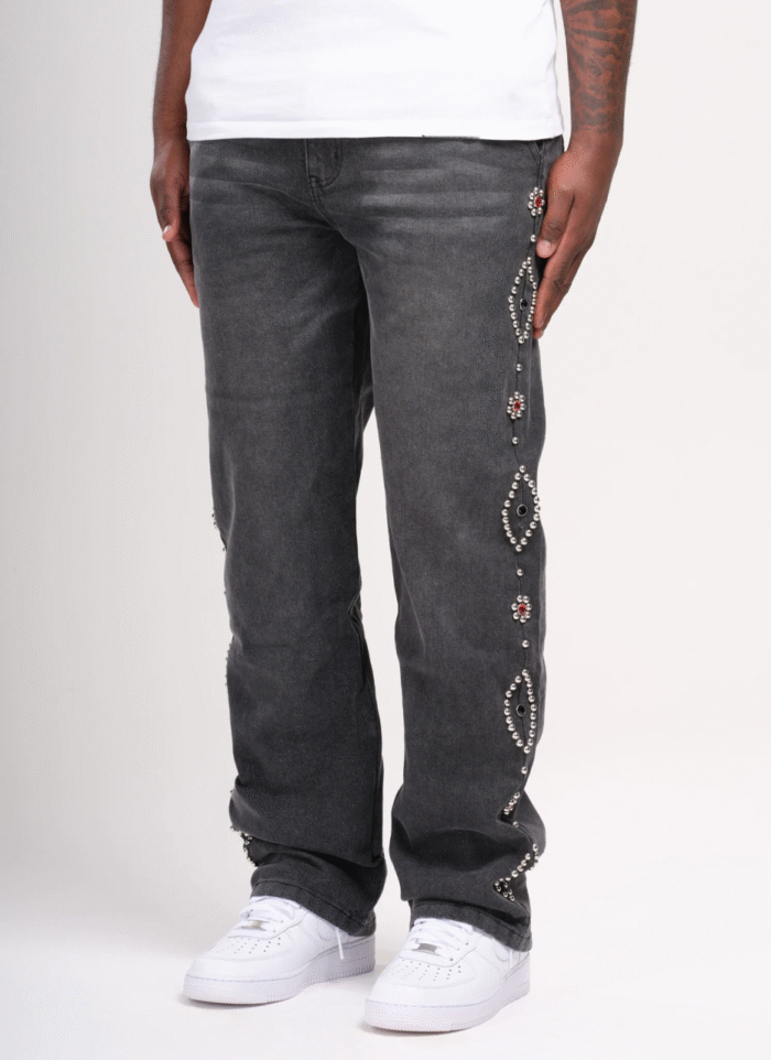 NVLTY Vintage Studded Jeans - Grey