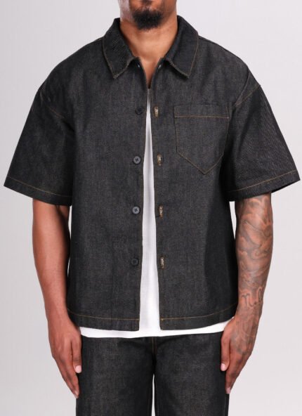 NVLTY Structured Selvedge Denim Shirt - Black