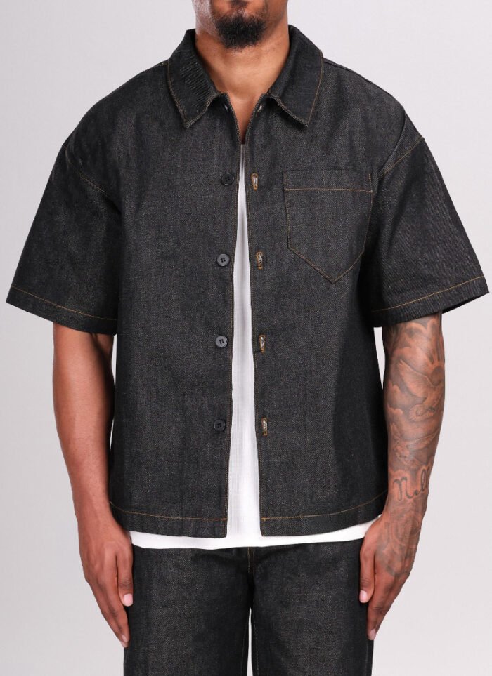 NVLTY Structured Selvedge Denim Shirt - Black