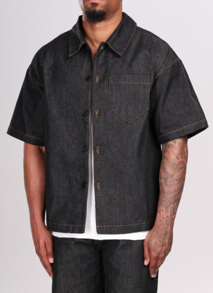 NVLTY Structured Selvedge Denim Shirt - Black