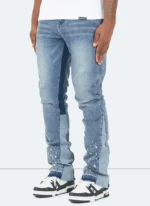 Vintage Flare Paint Jeans Blue